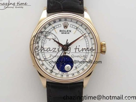 MiroTime 0320 Cellini 50535 Moonphase RG GMF Best Edition White Dial on Brown Leather Strap A Lightweight 2634